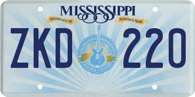 MS license plate ZKD220