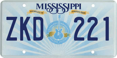 MS license plate ZKD221