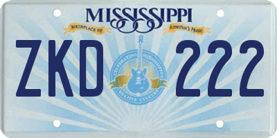 MS license plate ZKD222