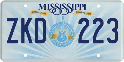 MS license plate ZKD223