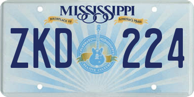 MS license plate ZKD224