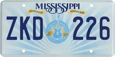 MS license plate ZKD226