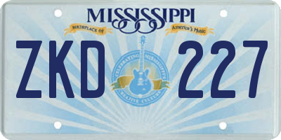 MS license plate ZKD227