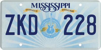 MS license plate ZKD228