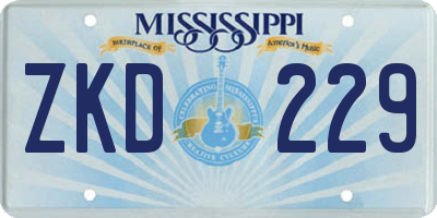 MS license plate ZKD229