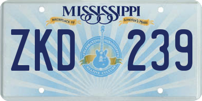 MS license plate ZKD239