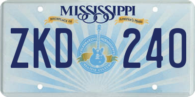 MS license plate ZKD240