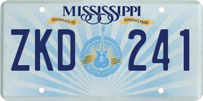 MS license plate ZKD241