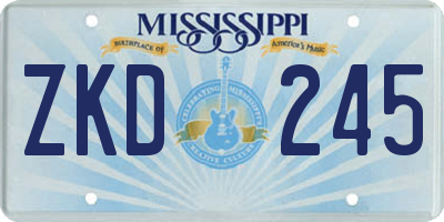 MS license plate ZKD245