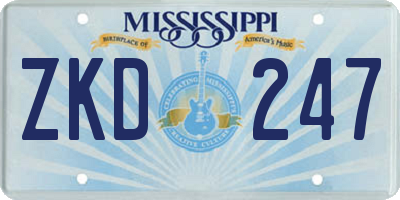 MS license plate ZKD247