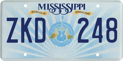 MS license plate ZKD248