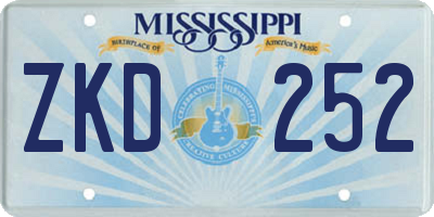 MS license plate ZKD252
