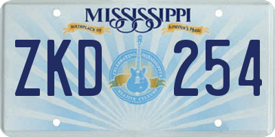 MS license plate ZKD254