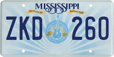 MS license plate ZKD260