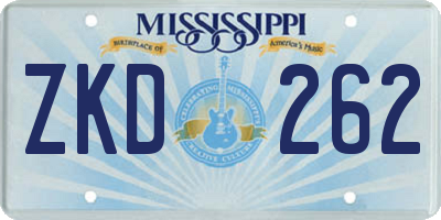 MS license plate ZKD262