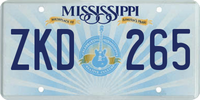 MS license plate ZKD265