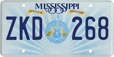 MS license plate ZKD268