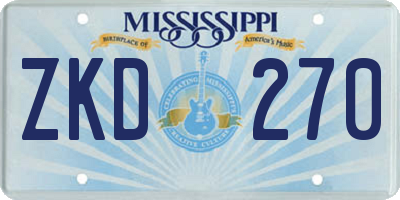 MS license plate ZKD270