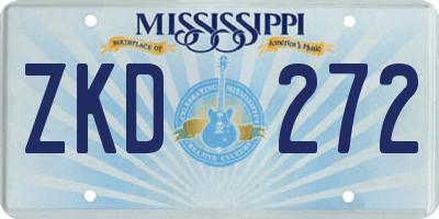 MS license plate ZKD272