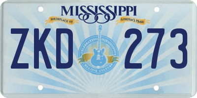 MS license plate ZKD273