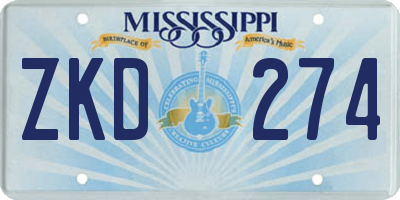 MS license plate ZKD274