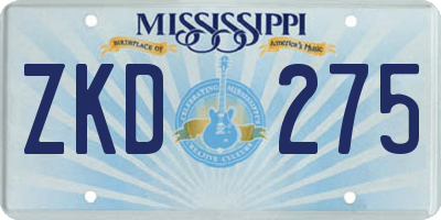 MS license plate ZKD275