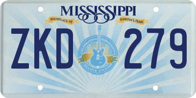MS license plate ZKD279