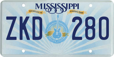 MS license plate ZKD280
