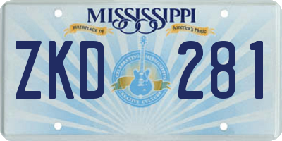 MS license plate ZKD281