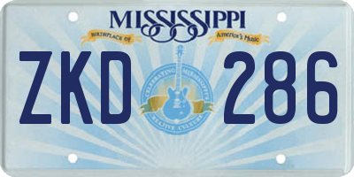 MS license plate ZKD286