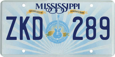 MS license plate ZKD289