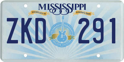 MS license plate ZKD291