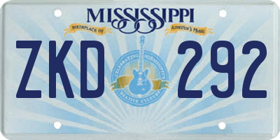 MS license plate ZKD292
