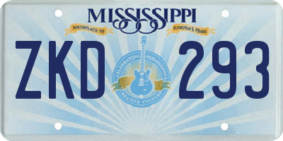 MS license plate ZKD293