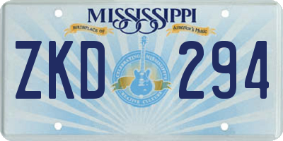 MS license plate ZKD294