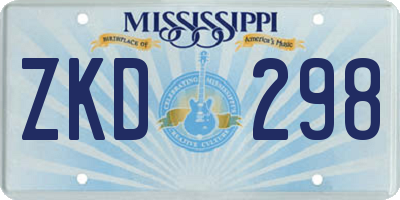 MS license plate ZKD298