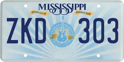 MS license plate ZKD303