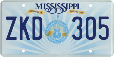 MS license plate ZKD305
