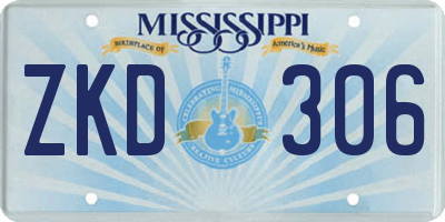 MS license plate ZKD306