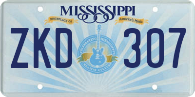 MS license plate ZKD307