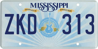 MS license plate ZKD313