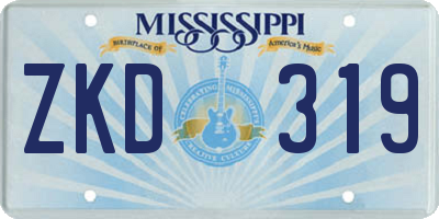 MS license plate ZKD319