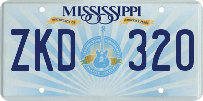 MS license plate ZKD320