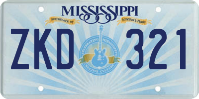 MS license plate ZKD321