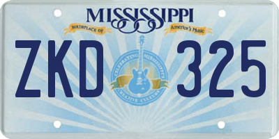 MS license plate ZKD325