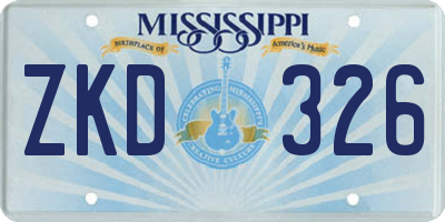 MS license plate ZKD326