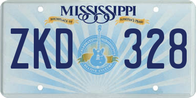 MS license plate ZKD328