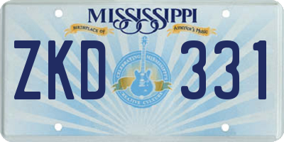 MS license plate ZKD331