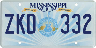 MS license plate ZKD332