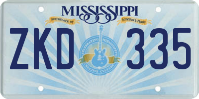MS license plate ZKD335
